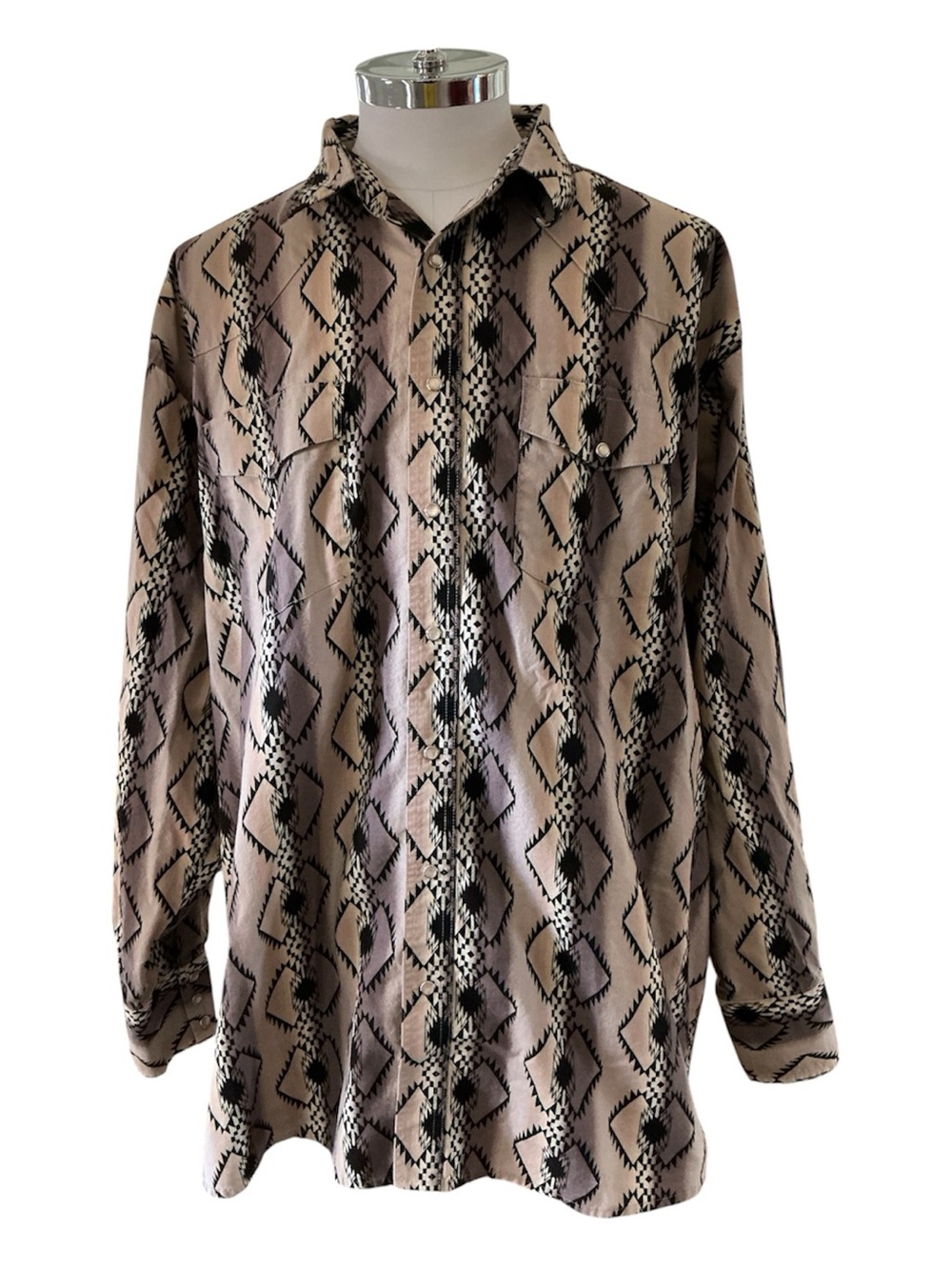 VTG Wrangler Brushpopper Shirt Southwestern Pearl Snap Southwestern Cowboy 3XT